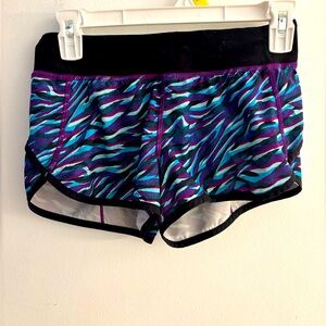 IVIVVA by Lululemon fully lined black/ purple athletic shorts, size 12 girls